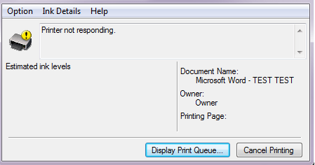 canon printer not responding