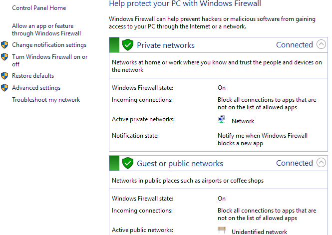 firewall setting for printer