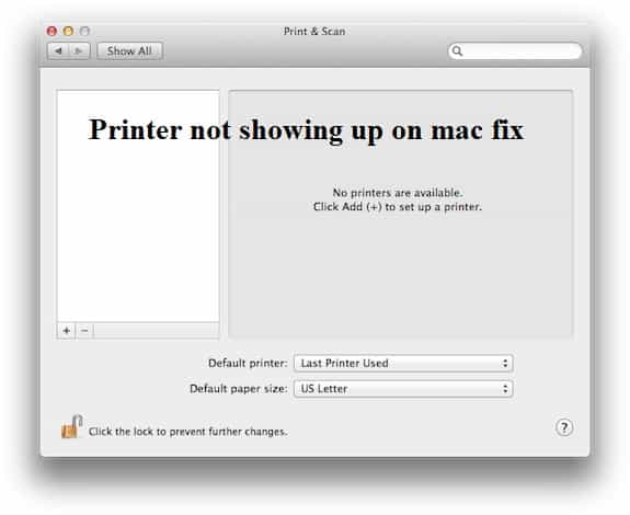 printer not showing up on mac