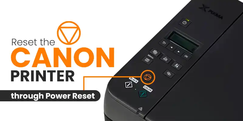 where is the reset button on a Canon printer